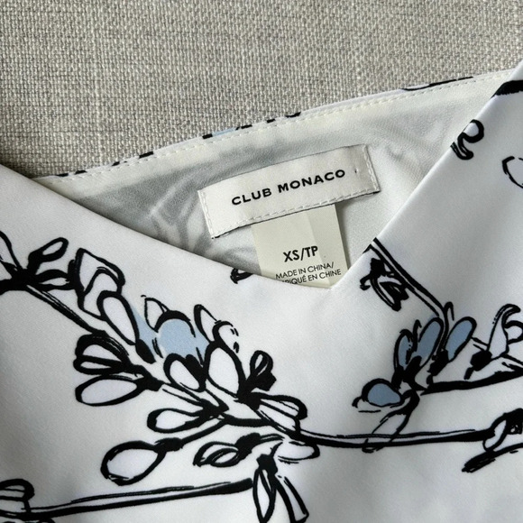 Club Monaco Floral Kora Satin Cami Top White  Black Size XS - Picture 5 of 5